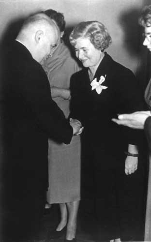 Irena receiving the In the Service of Health medal from Poland's Minister of Health. Warsaw, October 1958
